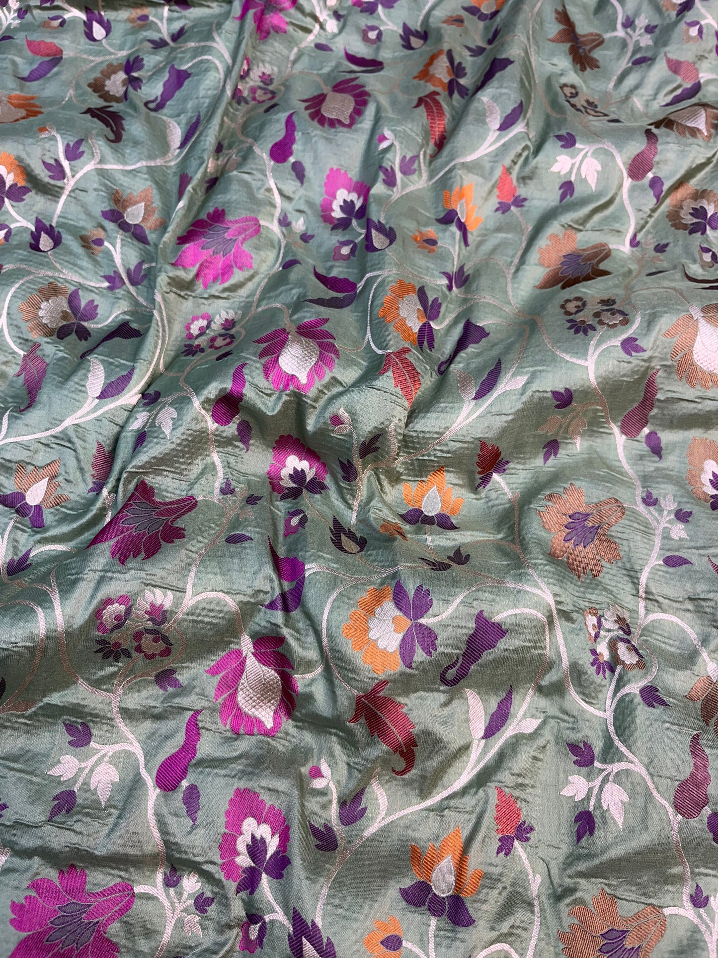 Pista Green Banarasi Paithani Silk