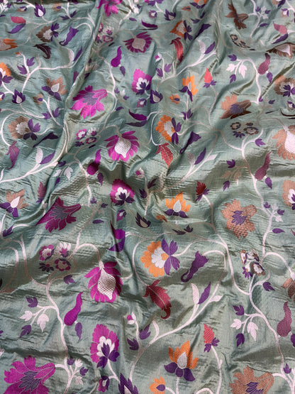 Pista Green Banarasi Paithani Silk