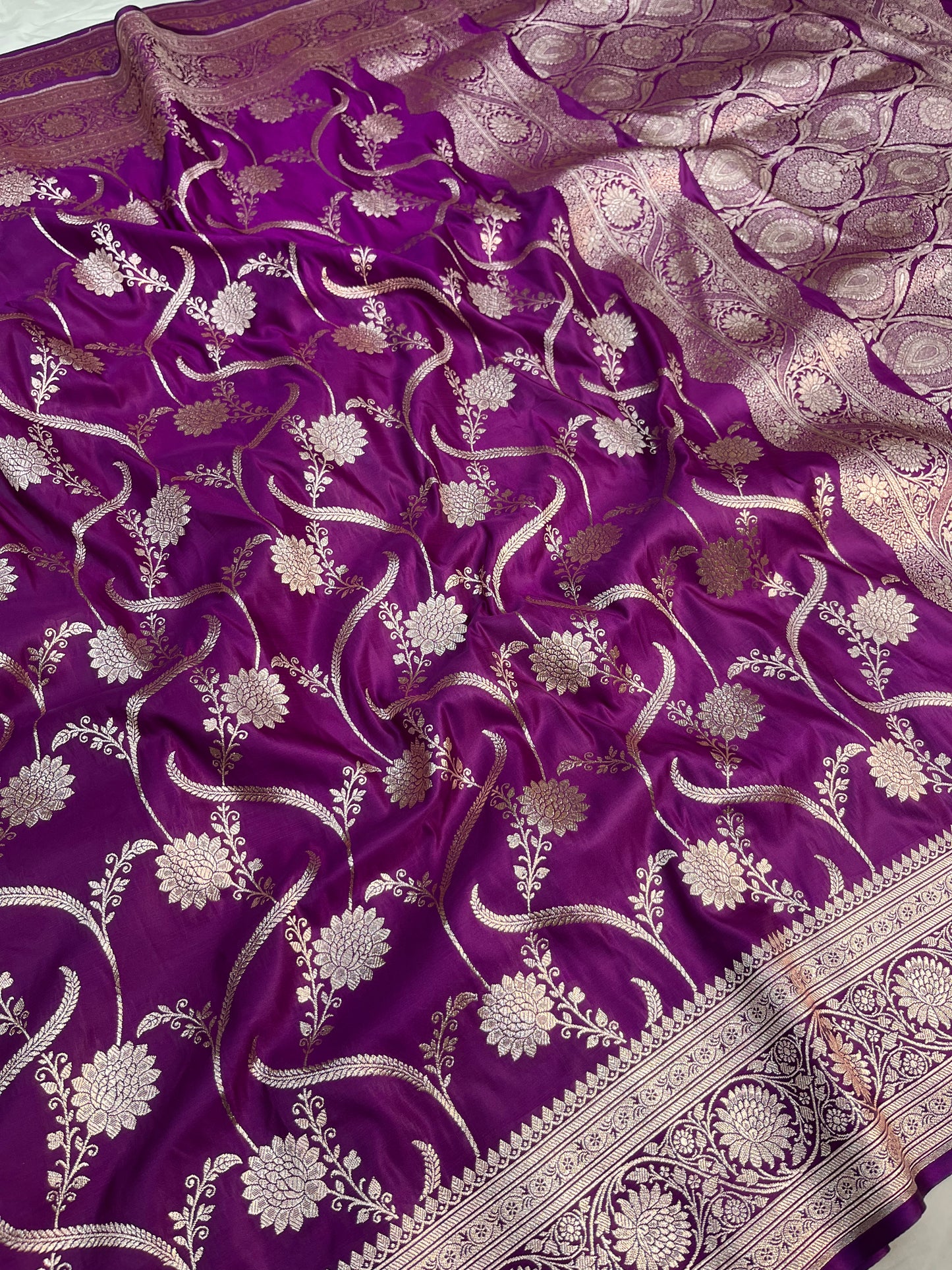 Purple Banarasi Satin Silk