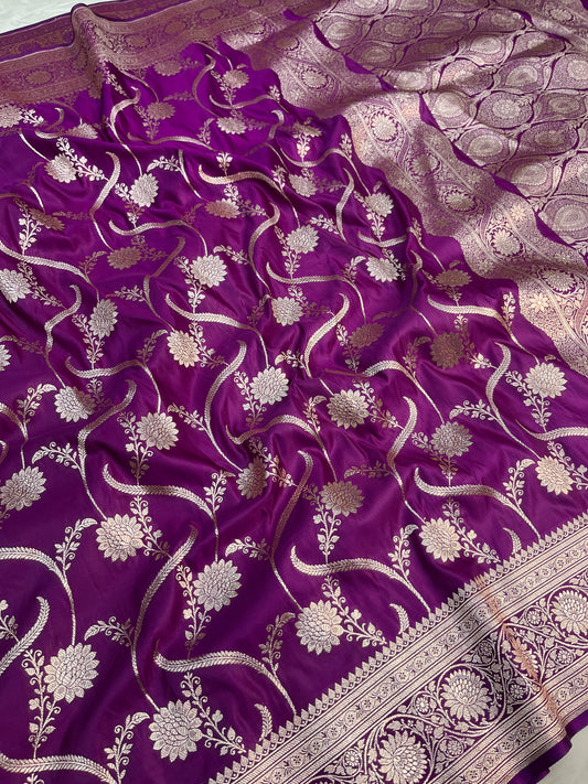 Purple Banarasi Satin Silk