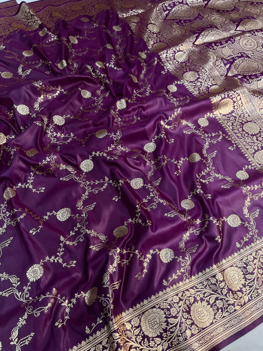 Purple Banarasi Satin Silk
