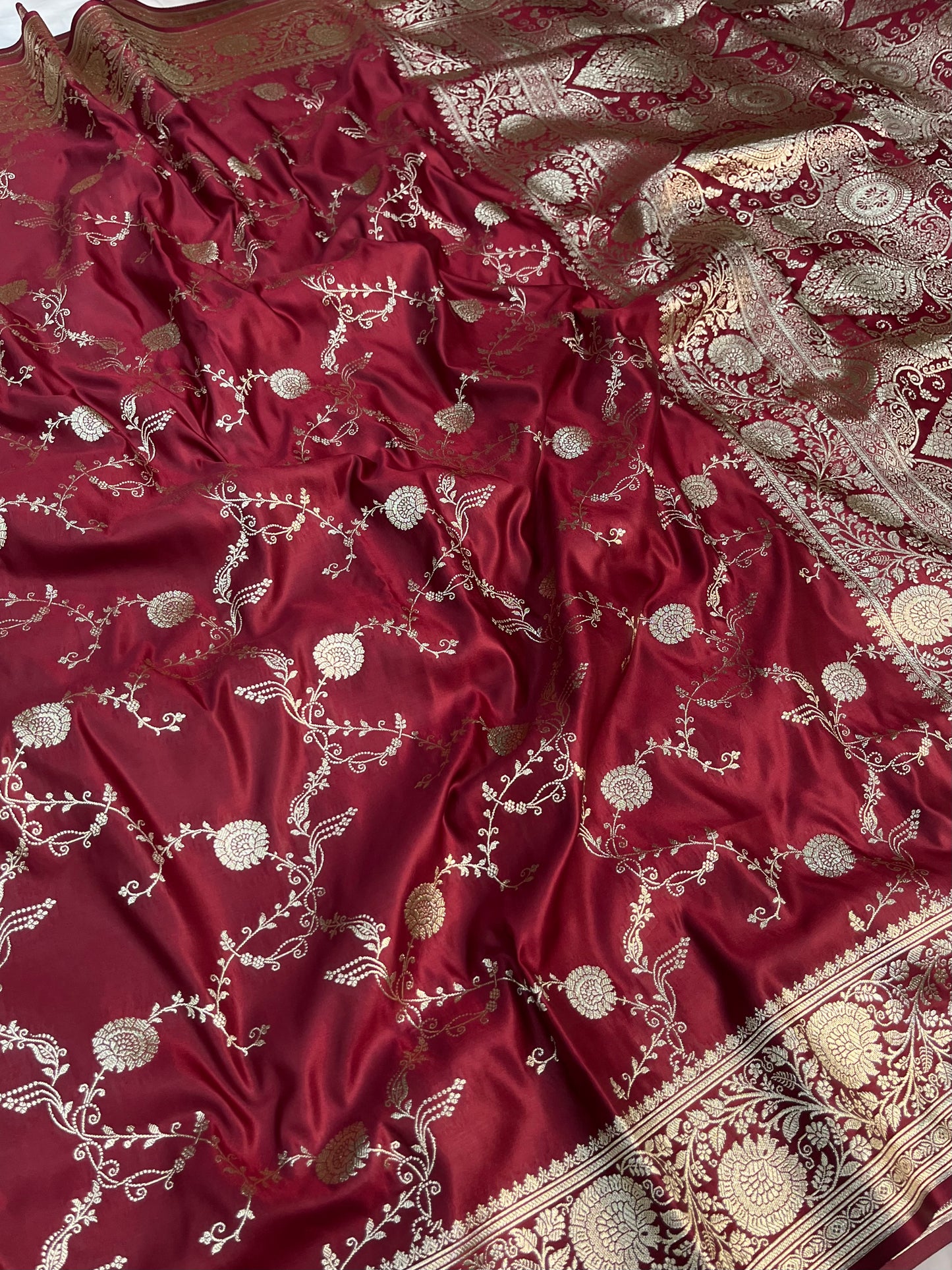 Maroon Banarasi Satin Silk