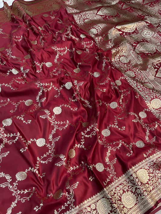 Maroon Banarasi Satin Silk