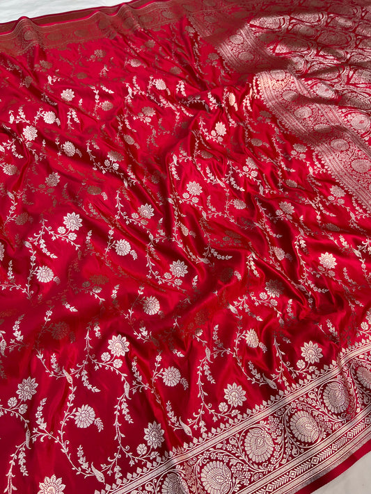 Red Banarasi Satin Silk