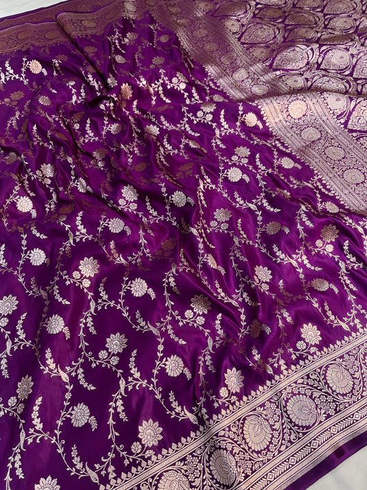 Purple Banarasi Satin Silk