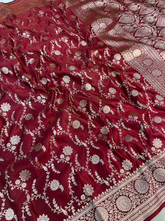 Maroon Banarasi Satin Silk