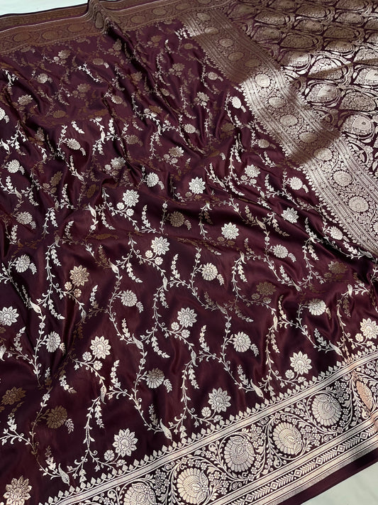 Garnet Banarasi Satin Silk