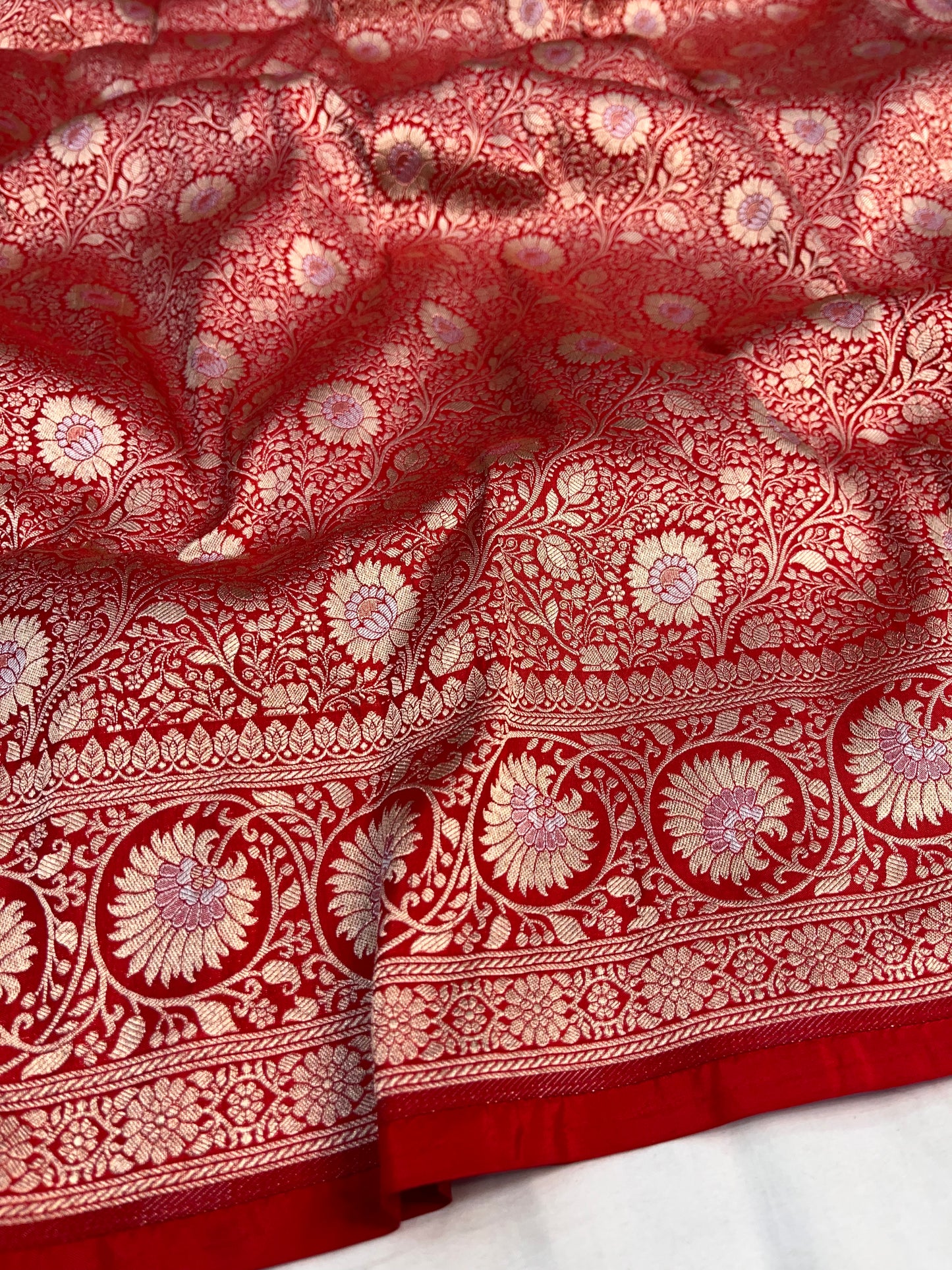 Red Brocade Banarasi Silk Saree