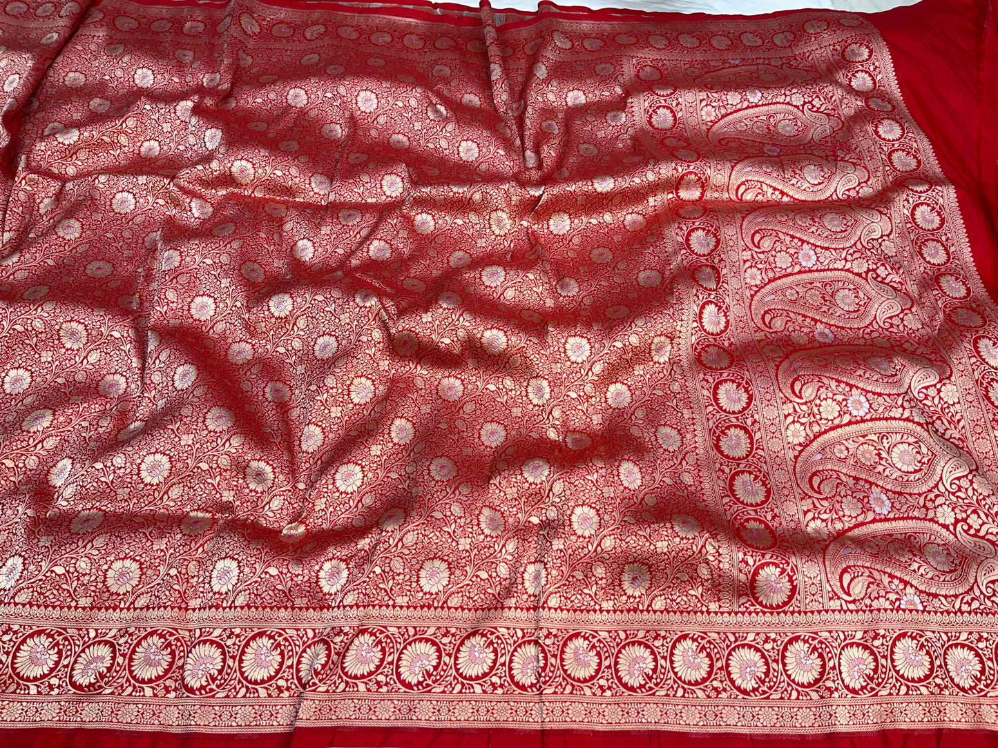 Red Brocade Banarasi Silk Saree