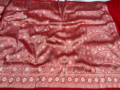 Red Brocade Banarasi Silk Saree