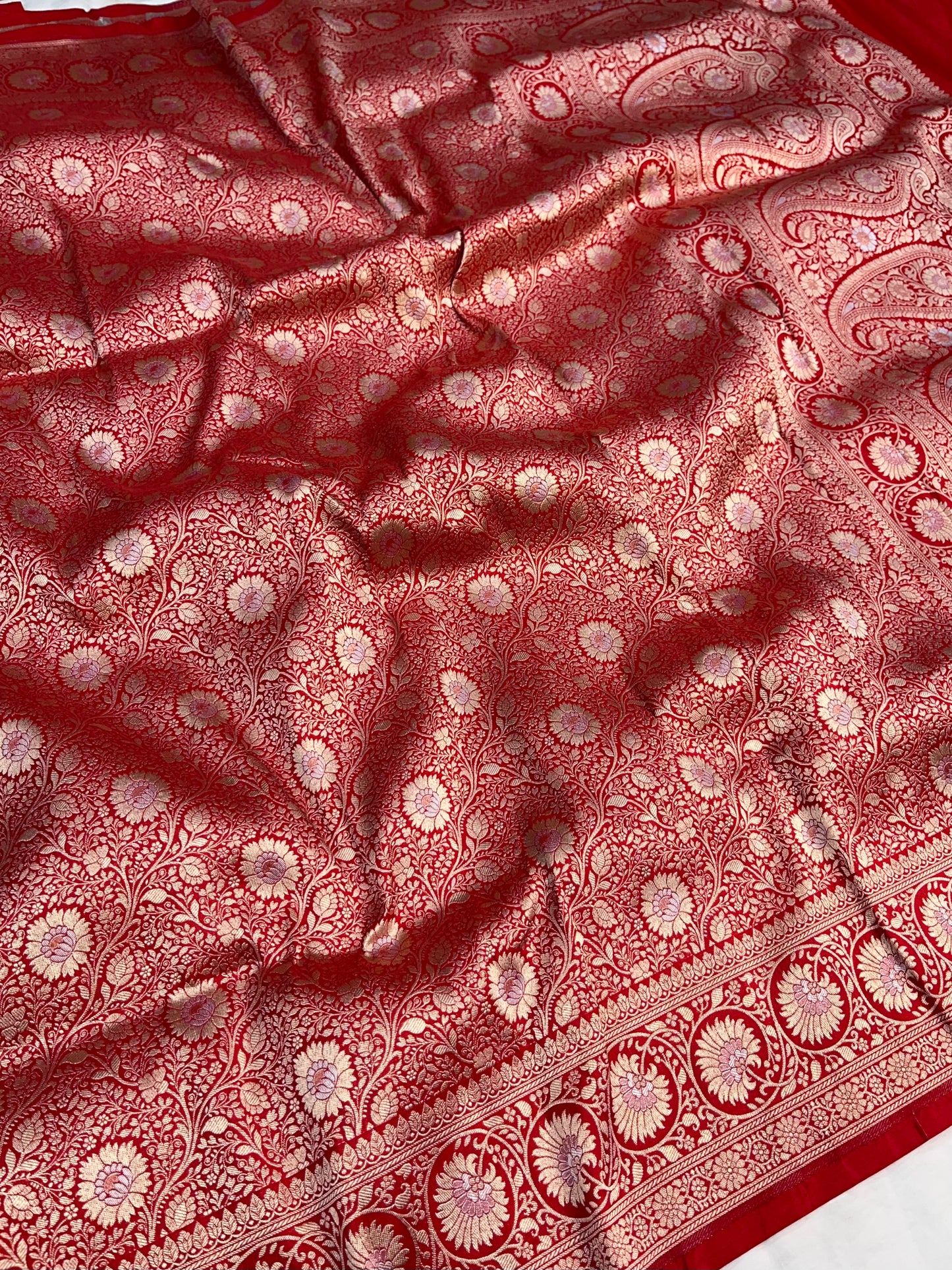 Red Brocade Banarasi Silk Saree
