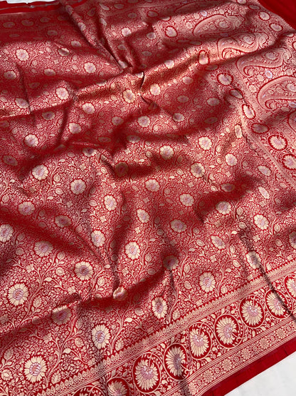 Red Brocade Banarasi Silk Saree