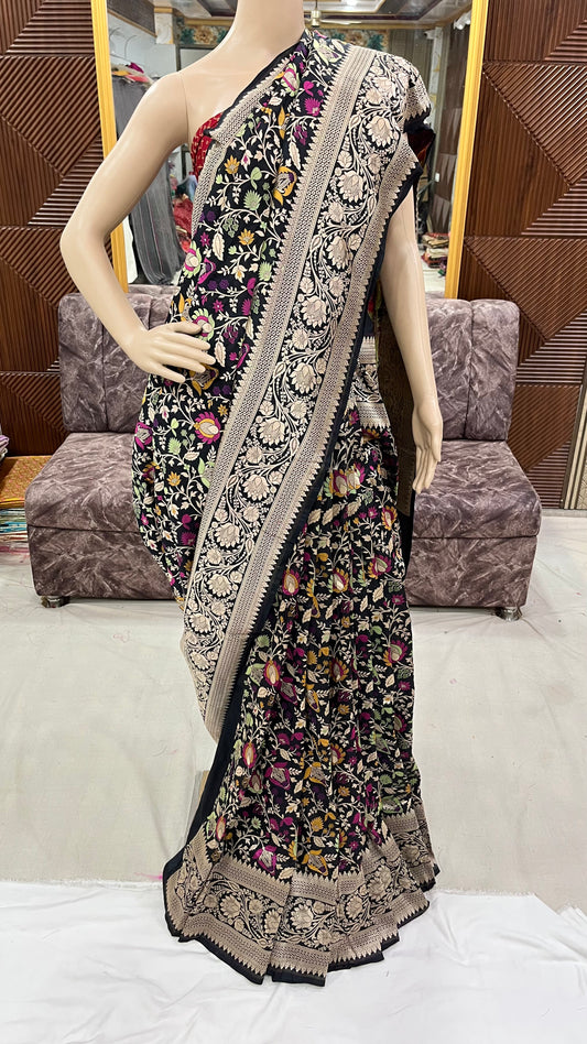 black katan silk saree
