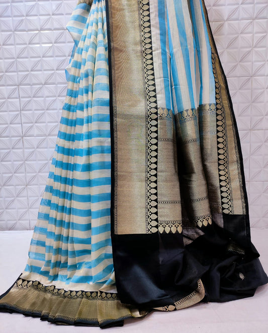Handwoven kadua weave cotton tissue banarasi Saree