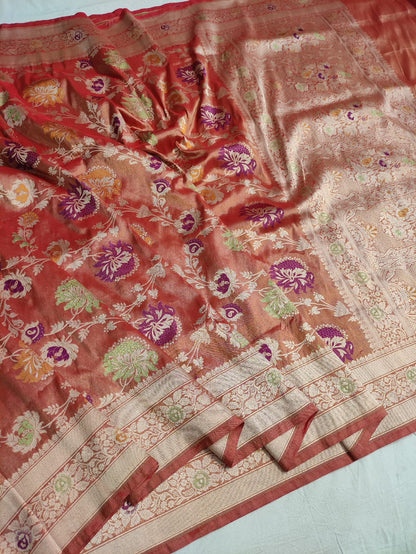 Katan tissue silk meenakari handloom saree