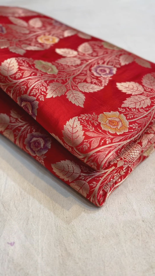 Red banarasi pure katan silk saree