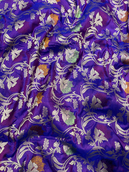 Purple banarasi meenakari pure silk saree