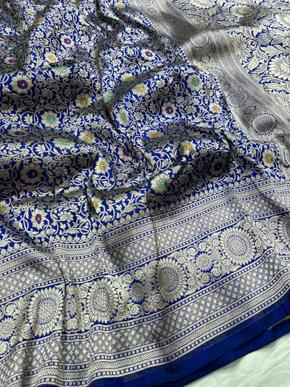 Blue Brocade banarasi pure silk saree