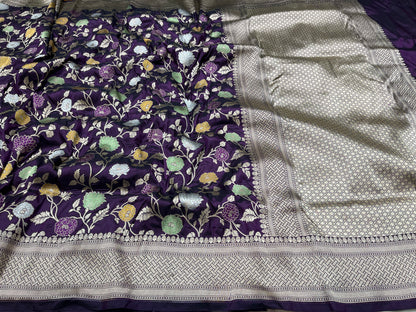 Magenta pure silk meenakari saree