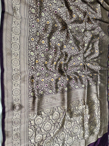 Magenta brocade pure silk  meenakari saree