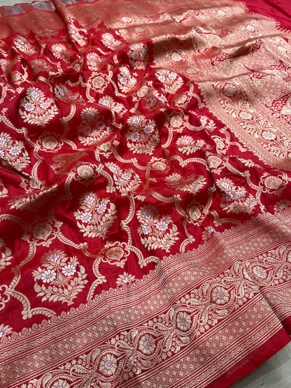 Red sona roopa banarasi pure silk saree