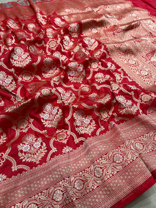 Red sona roopa banarasi pure silk saree