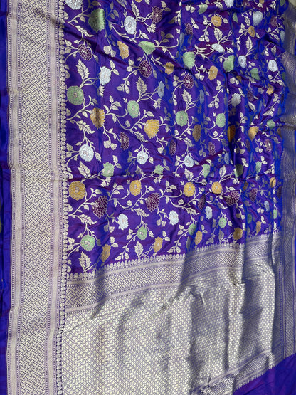 Purple pure silk meenakari saree