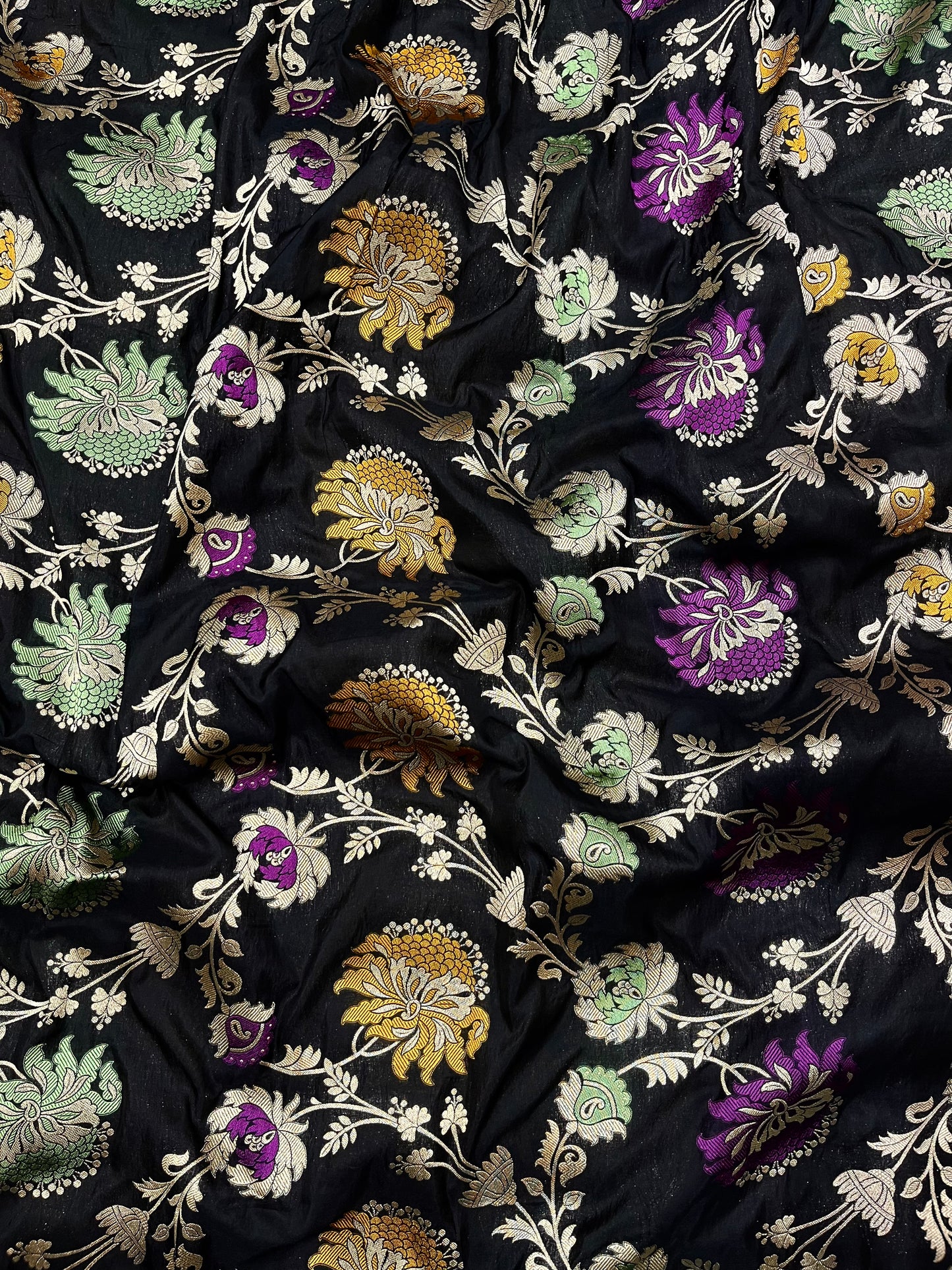 Black banarasi silk meenakari saree