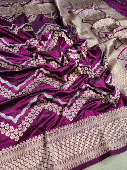 Purple pure silk saree