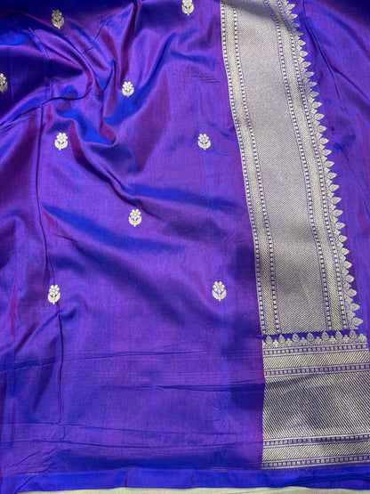 Purple pure silk meenakari saree