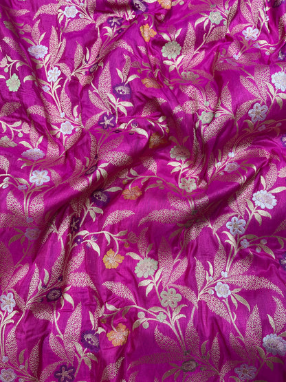 Magenta pink meenakari pure silk saree
