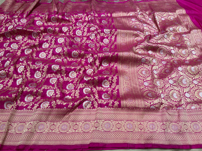 Rani pink soona ropa pure silk saree