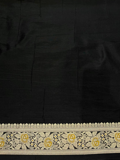 Black banarasi silk meenakari saree