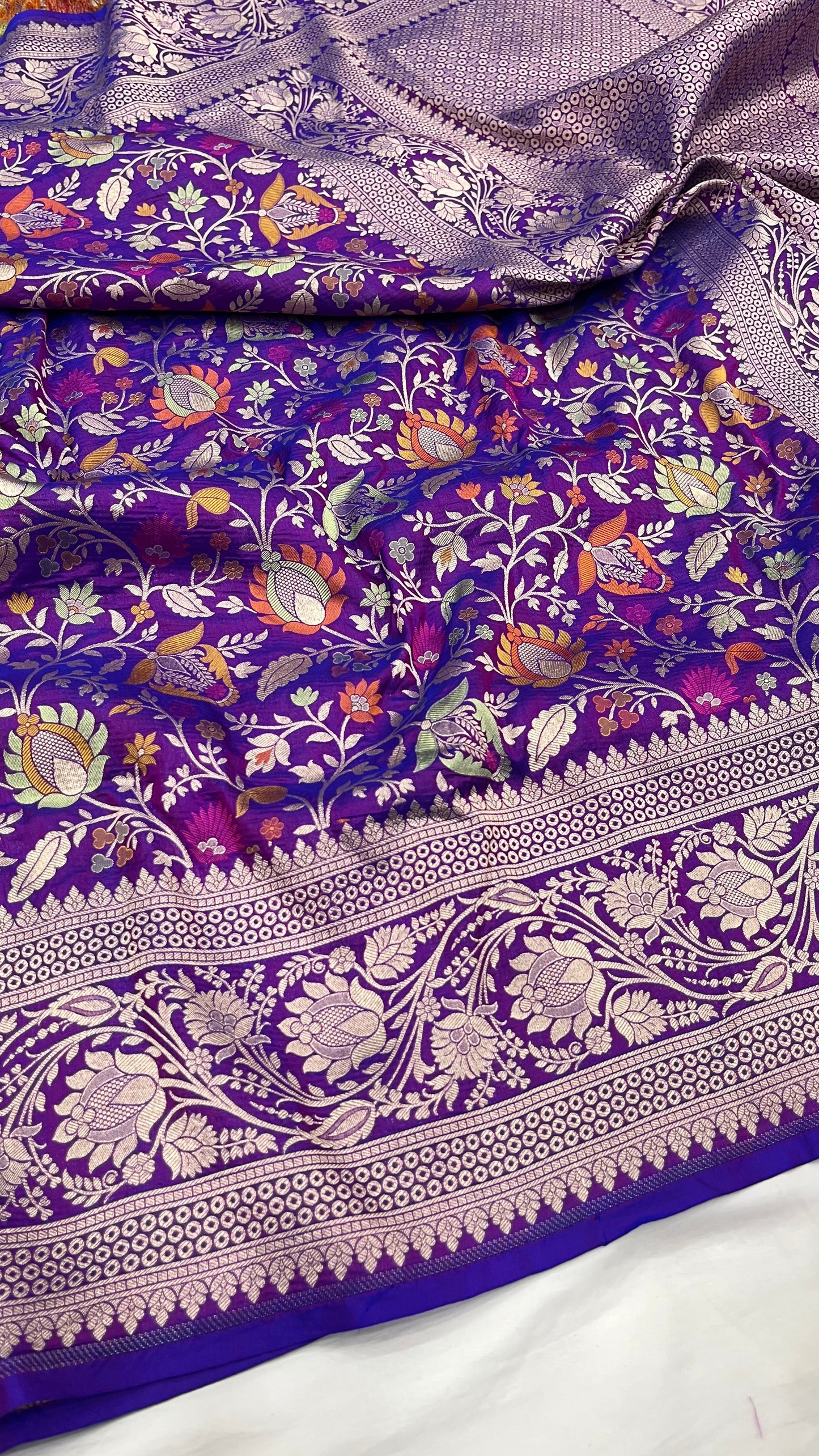 Purple banarasi pure silk saree