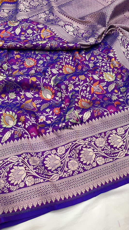 Purple banarasi pure silk saree