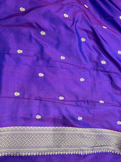 Purple pure silk meenakari saree
