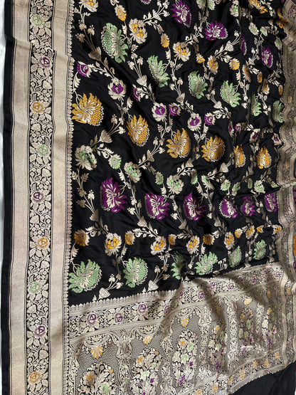 Black banarasi silk meenakari saree