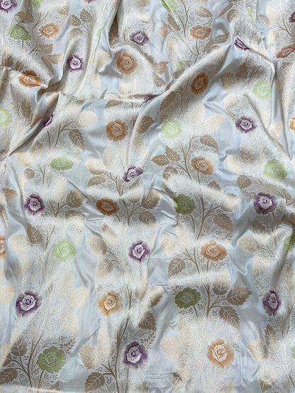 White banarasi pure silk meenakari saree