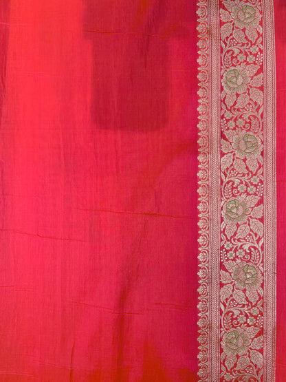 Pinkish Orange pure silk saree