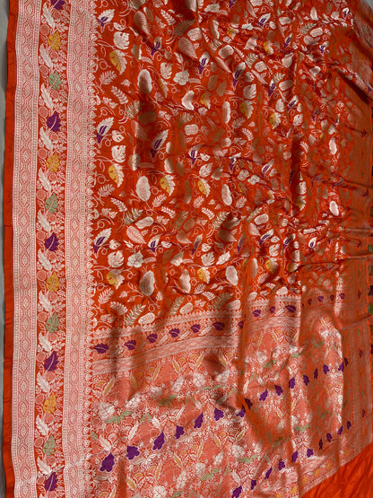ORANGE BANARASI SILK SAREE