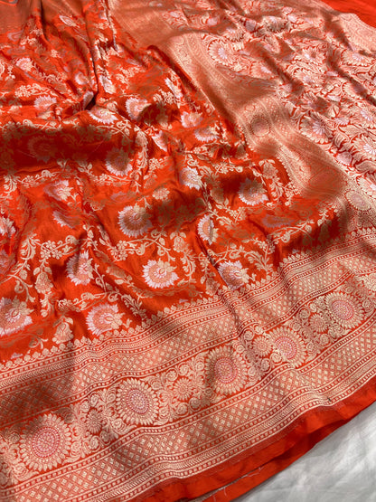 Orange sona roopa pure silk saree