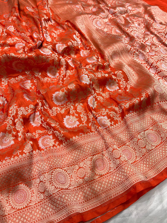 Orange sona roopa pure silk saree