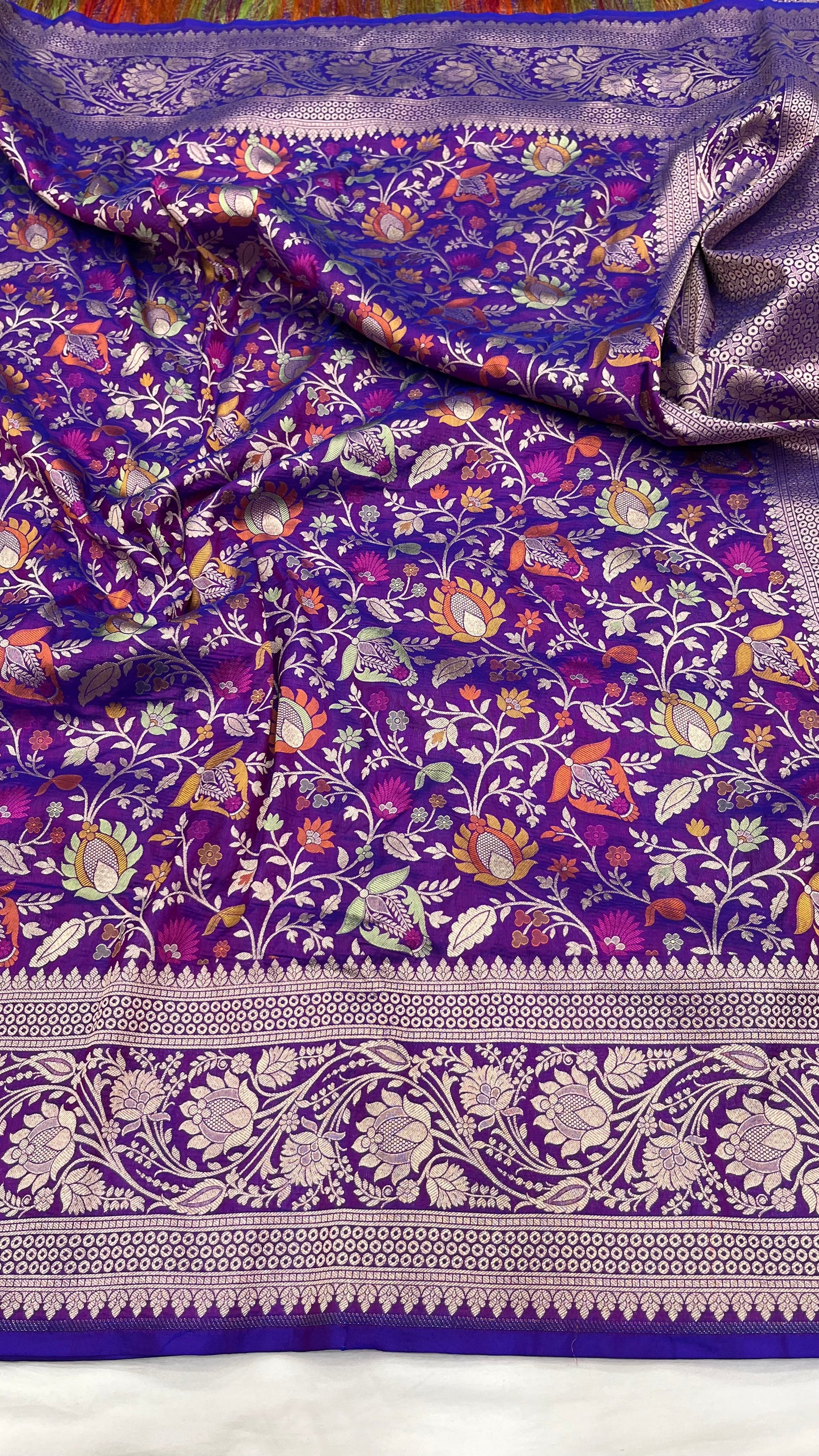 Purple banarasi pure silk saree