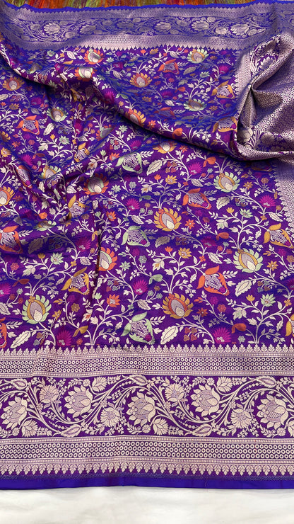 Purple banarasi pure silk saree