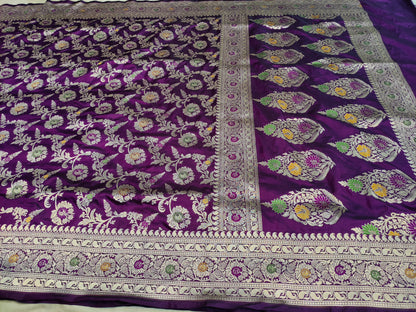 Purple pure silk saree