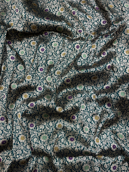 Bottle green brocade pure silk saree