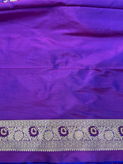 Purple banarasi meenakari pure silk saree