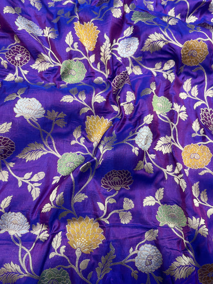 Purple pure silk meenakari saree