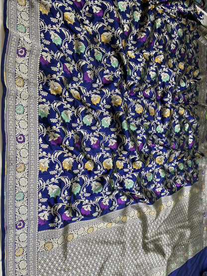 Nevy blue pure silk saree
