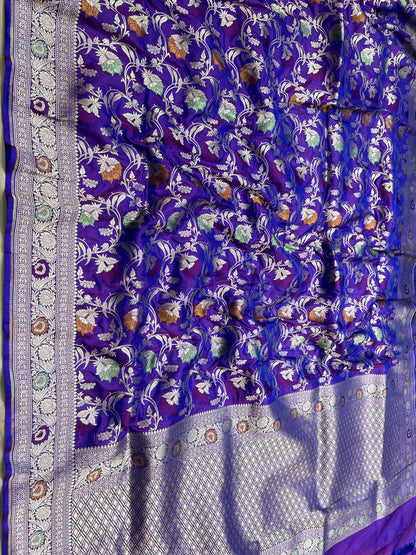 Purple banarasi meenakari pure silk saree